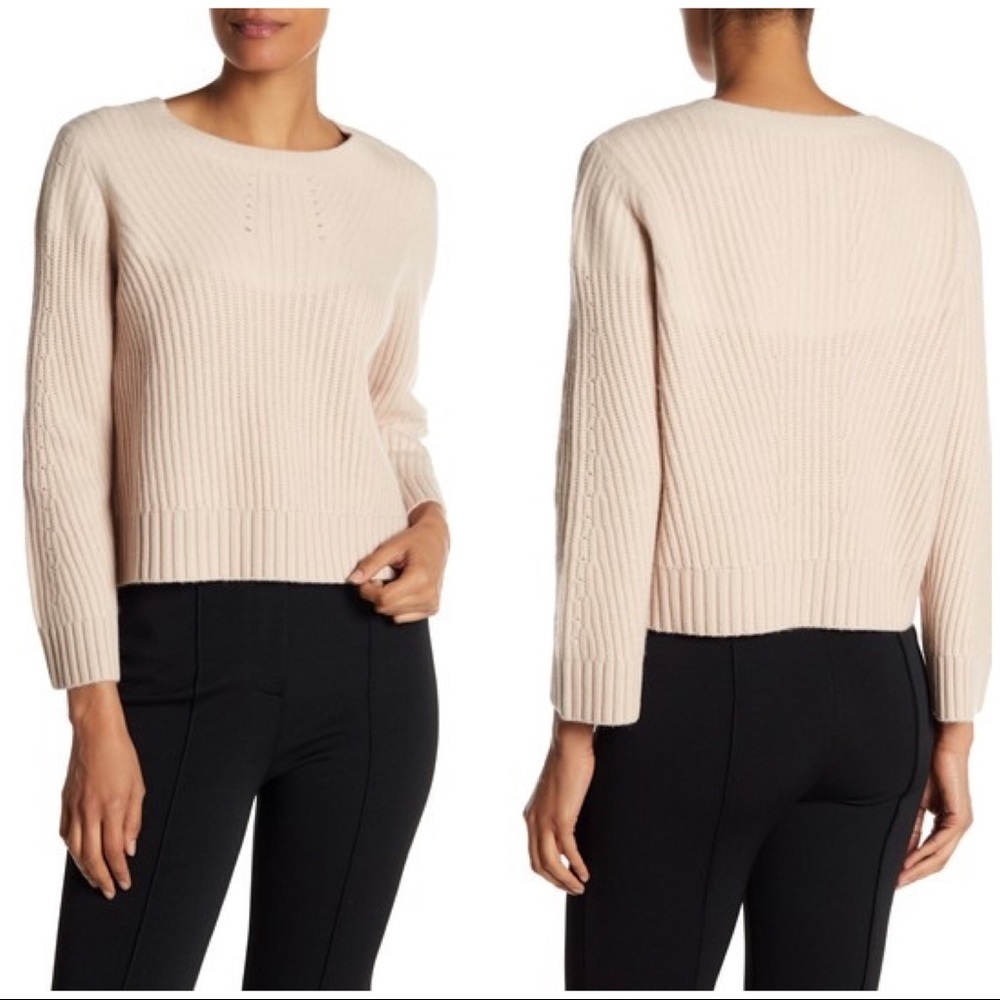 NWT Diane Von Furstenberg Rayne Sweater large merino wool cashmere rose opal
